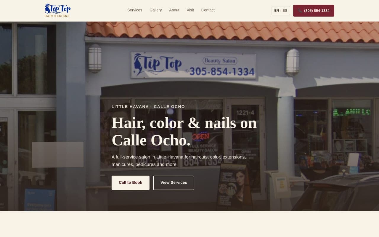 Tip Top Hair Designs desktop site preview